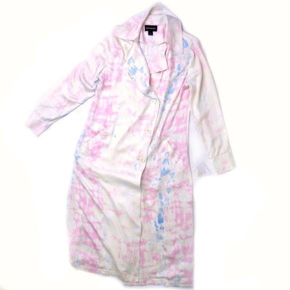 SOMETHING NAVY Tie Die Satin Trench Coat NWOT - Picture 9 of 12